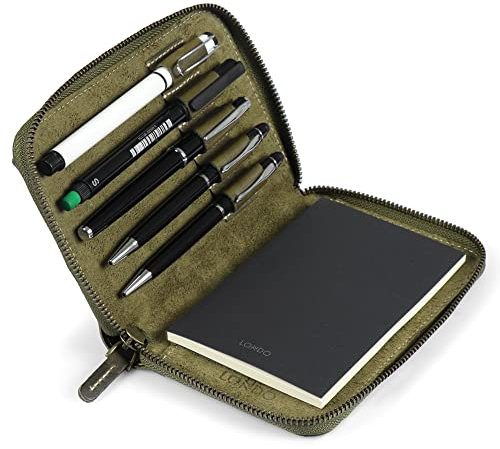 Londo Echtleder Padfolio – Portfolio Ordner mit Bleistifthalter, Notizblock & Reißverschluss für Business, Büro & Reisen