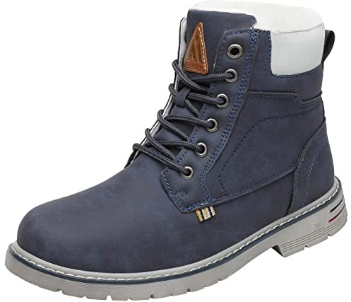 Mishansha Scarponcino Uomo Donna Stivaletti Invernale Impermeabili Stivali Piatti Scarpe da Neve con Calda Foderata - Comode Leggeri Antiscivolo, Blu Lapislazzuli, 38 EU
