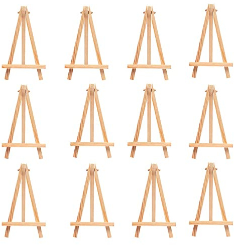12 x Wood Mini Easel Triangle Frame, Wedding Table Card Stand Display Holder, Children Painting Craft Artist Supplies