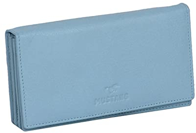 MUSTANG Seattle Leather Long Wallet Top Opening Flap New Blue