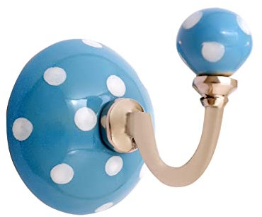 Nacnic Set di 2 ganci rotonde in ceramica 63 mm | Appendiabiti blu con pois | Ideale per completare tutti i tipi di stanze. Eleganti ganci multiuso.