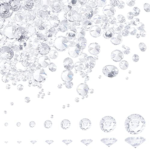PH PandaHall 1400 Stück Klarer Strasssteine, 8 Größen Zirkonia Stein A Grade Facettierte CZ Diamant Strasssteine Mit Spitzen Rückseiten Cabochons Für Ring Nagelkunst-Schmuckherstellung, 0.8~5mm