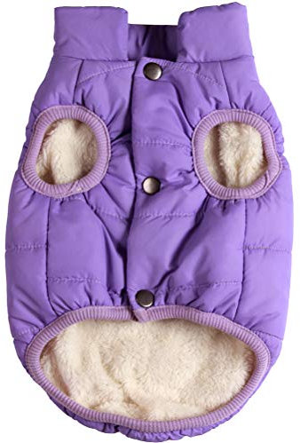JoyDaog Fleece Hundejacke für Winter kaltes Wetter, Extra Weicher Hundemantel für Kleine Hunde, Winddichte Welpen Weste, Lila S