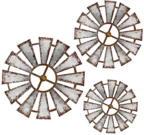 FJISEFEJ 3 Pcs Wood Windmill Wall Decor Farmhouse Hanging Decoration Country Wooden Kitchen Rustic Living Room Sculpture Art for Bedroom Nursery Dorm Home Office (as pictures shown)