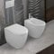 Wc e bidet rialzati filomuro per anziani e disabili, in ceramica scarico traslato 6-23 cm e sedile soft-close, serie COMODA