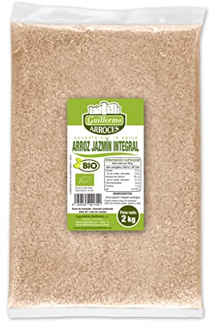 Guillermo | Arroz jazmín integral BIO - Bolsa 2kg. | 100% ecológico | Efecto saciante | Fuente de fósforo y potasio | Se cocina a fuego lento hasta que se evapore el agua