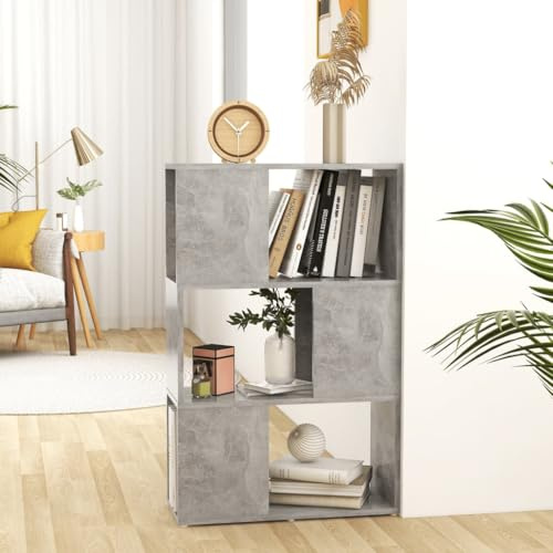 homiuse BüCherregal Betongrau Holzregal 60x24x94 cm WüRfelregal BüCherregal Wand Raumteiler Regal Lagerregal Regal Holz Schwerlastregal Steckregal Einfach Zu Montieren