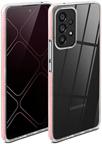 ONEFLOW für Samsung Galaxy A53 5G Hülle Silikon transparent, Handyhülle mit stoßfestem Bumper Backcover durchsichtig Silikonhülle kabelloses Laden Schutzhülle, Cushion Case, Rosa