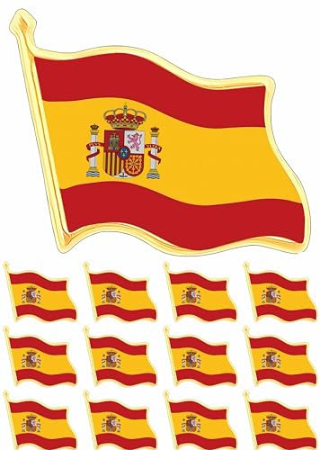 CINFAC Pequeños pines de solapa de metal con la bandera de España para chaquetas de traje, mochilas, sombreros a granel, S, aleación de acero, sin piedras preciosas, S, Acero aleado, No es una piedra
