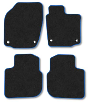 Skoda Rapid (2013-2019) Carpet Car Mats | Blue Edge Trim Tailored Fit Floor Mats Full Coverage Protection Accessories Easy Clean Anti Slip Made in the UK