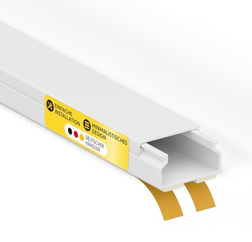 Kabelkanal aus hochwertigem PVC weiß Selbstklebend 2m - 1 Stück - 20x10mm