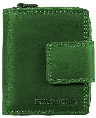 Hill Burry Geldbörse - Unisex | Echtes Leder | Robuste Verarbeitung und hervorragendes Handling | Professionelles Portemonnaie | Viele Fächer 5026 Green