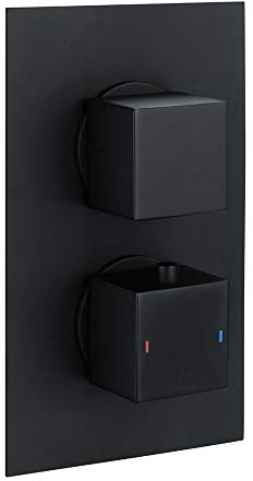 Thermostatic Concealed Shower Valve | Single Outlet Valve | Square Controls | Modern Shower Valve | Black