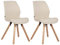 CLP 2er Set Stuhl Luna Kunststoff I Stoff I Samt I Kunstleder I Lehnstuhl mit Holzgestell, Farbe:Creme, Material:Stoff