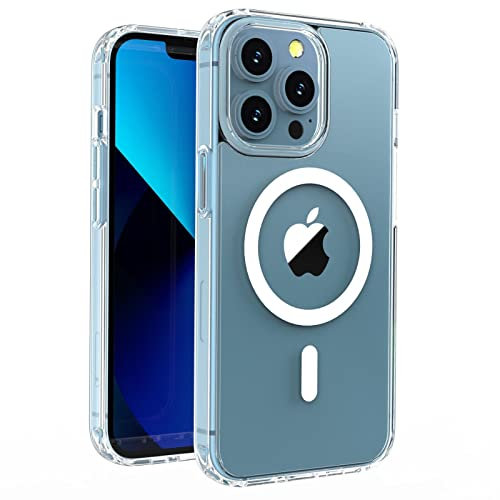Mixroom - Cover Magnetica per iPhone 13 Pro Max, Compatibile con MagSafe, Ricarica Wireless, Custodia Antiurto Telefono, Retro Antigraffio Trasparente