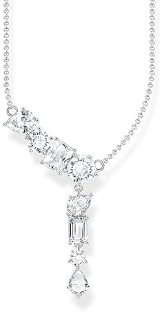 THOMAS SABO Halskette im Y-Stil mit acht weißen Steinen Silber 925 Sterlingsilber
