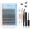 Oreola Individual Lashes 144Pcs with Bond Seal Glue,Remover and Tweezers DIY False Eyelash Extension Kit 8-16MM Mixed Length D Curl Wispy Natural Look