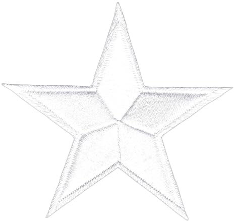 Stern Weiß Aufnäher zum aufbügeln oder aufnähen Bügelbild Aufbügler für Kleidung gestickter Bügelpatch Applikation Star Patch Größe 8,5 x 8,5 cm