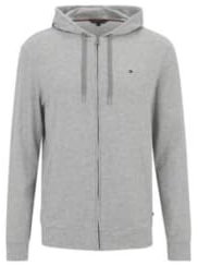 Tommy Hilfiger Uomo Felpa con Cappuccio e Zip, Grigio (Light Grey Heather), M