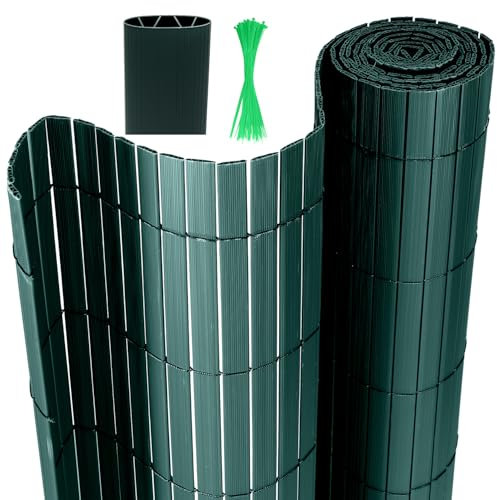 Izrielar Sichtschutzmatte, PVC Sichtschutzzaun, 4-Gewicht-Verstärkung, 1.8 x 5M Sichtschutz für Zaun Balkon, Gartenzaun mit Kabelbindern, Windschutz UV-beständig, für Balkon Garten Terrasse, Grün