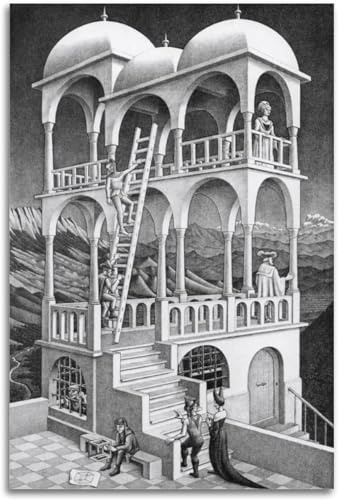 LVTFCO Belvedere von M.C Escher Poster und Drucke Berühmte M.C Escher Wandkunst M.C Escher Leinwandmalerei für Zuhause Wandbild Dekor 50x70cm Kein Rahmen