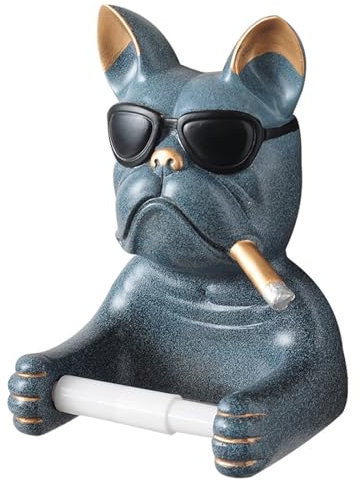 ASIAD Porta di Carta Igienica Bulldog Francese, Porta Assoluto di Carta per Decorazione del Bagno Porta della Carta Igienica con Bulldog per Il Montaggio A Parete,1
