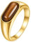 Daesar Ringe Edelstahl Herren, Gold Ring Personalisiert mit Braun Naturstein Siegelring Ring Gr.62 (19.7)