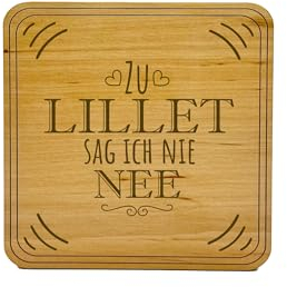 Gravierter Holz Untersetzer für Gläser -zu Lillet sag ich nie Nee - schöne Motive für Lillet Fans, Geschenke Frauen Männer Freundin, Geburtstag, Weihnachten, 9,5x9,5cm