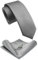 JEMYGINS Schmale Herren Krawatte und Einstecktuch krawattenklammer Set 6cm grau