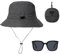 ZBHDEYG 1 Stück Fischerhut, Herren & Damen Regenhut wasserdicht, Herren Sonnenhut mit Sonnenbrille, Grau, Unisex, Eimerhut, Sommer, Outdoor