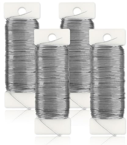 4 Rolls Craft Wire for Jewellery Making, 0.7mm x 35m Iron Jewellery Wire Silver Thin Wires Florist Wire for Jewelry Making Supplies DIY Crafting Floristry Wreaths