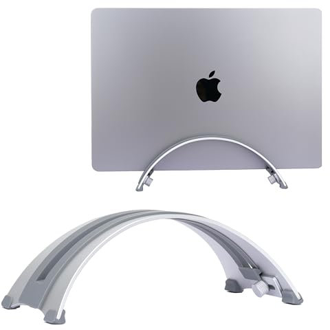 Psitek Support Vertical Réglable pour Ordinateur Portable - Aluminium 6061, Finition Anodisée, Compatible avec Tous Les Ordinateurs Portables, Design Ventilé, Patins en Silicone Antidérapants