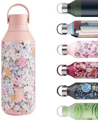 Chilly's Series 2 Water Bottle - Stainless Steel Thermal Bottles with Double Wall Vacuum, Soft Collar & Carry Loop - Artemis, 500ml