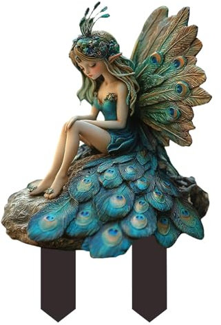 Figuras de jardín de hadas, decoración de macetas de hadas planas de acrílico, estacas de jardín, decoraciones de macetas, figuras de gnomo de jardín pequeñas para adorno de escritorio