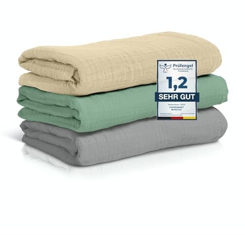 Spucktücher Baby Mulltücher 80x80 cm (weiche Musselin Bio-Baumwolle) GOTS + Oeko-TEX 100: schadstofffrei| Musselin Tuch Baby Mullwindeln Mädchen Junge, Erstausstattung Neugeborene (Grau)