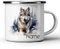 GRAZDesign Emaille Becher 300ml Wolf Design Personalisierbar Tasse Outdoor Camping