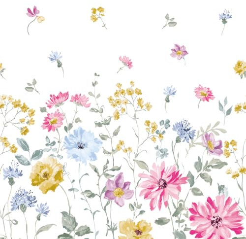 Mank Airlaid Serviette Meggi 40 x 40 cm, 50 Stück hochwertige stoffähnliche Sommer Servietten mit Blumen, Blumenwiese, perfekte Tisch Deko für Hochzeiten, Floral