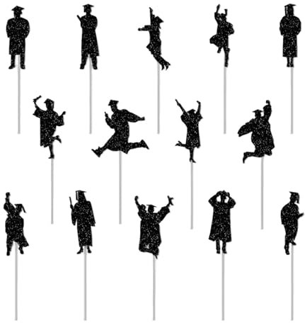 Tyinerc Cupcake Topper mit Graduierung, Graduierung Cake Topper | Tortenaufsatz | Set mit 14 Vorspeisen für die Party, Cupcake-Topper