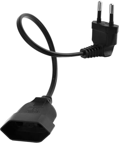 Cavo di Prolunga Europeo Piatto, Cavo di Prolunga Corto di Tipo C, 0,3m, 2.5A 250V, Tipo C per TV, PC, Monitor, Proiettori e Elettrodomestici, Spina Europea su Tipo C, Nero
