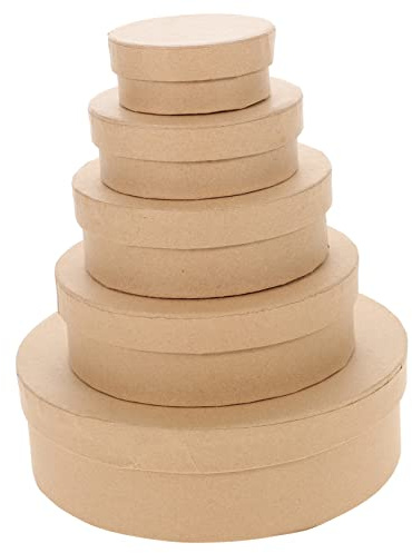 HOUDERCO 5 Runde Geschenkschachteln aus Karton mit Deckel Hohe Tragfähigkeit und Versand Geeignet Elegante Runde Pappboxen für Kekse und Partydekoration in Khaki