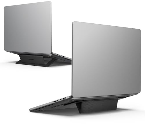 Spigen Slim Fold Laptop Ständer Höhenverstellbar, Selbstklebender Laptopständer, Faltbar und rutschfest mit Ergonomischen Winkeln, Kompatibel mit MacBook Pro, MacBook Air 11-16 und mehr – Schwarz