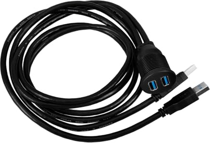 TOBBOMEY USB 3.0 Langlebiges Kupfer und PVC Material Verlängerungskabel mit 2 Ports Kompatibel mit USB 2.0 Hochgeschwindigkeits Datenübertragung für Panelmontage im Auto und Boot