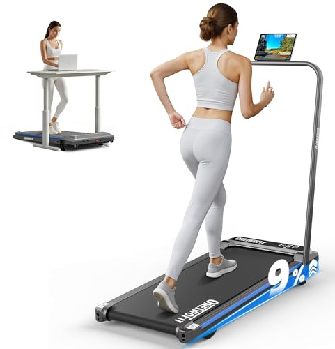 ONETWOFIT Walking Pad, Laufband für Zuhause mit Griff, Laufband Schreibtisch Leise 9% Steigung mit Fernbedienung, App-Steuerung, 2.5HP Klappbar Treadmill 12km/h max 150 kg, für Büro