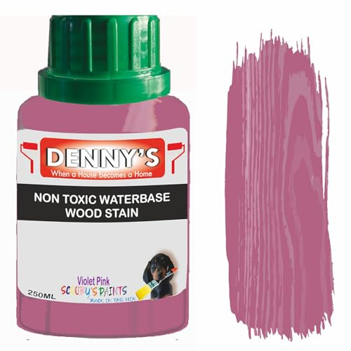 Non-Toxic Water-Based Wood Stain – Fast Drying – 179 Colours – For Furniture, Doors, Floors, Skirting, Crafts & Interior Wood – Sponge or Roller Application (Violet Pink, 1 Litre Bottle)