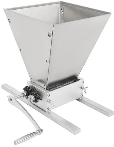 Getreidemühle Manuell Edelstahl, 4L Manuelle Getreidemühle, Einstellbare MalzmüHle Schrotmühle, Edelstahl Grainmühle Grain Crusher Malt Mill für Brauen Gerste, Weizen