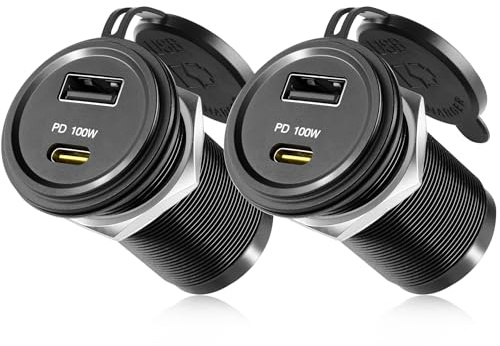 acegoo 12V USB C Steckdose 100W PD & 18W QC, Wohnmobil Auto USB Dose Buchse 12 Volt KFZ Wasserdicht Laptop Einbau Ladegerät für Camper Auto Motorrad Boot LKW Wohnwagen (2 Stück)