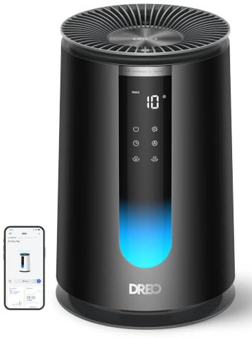 DREO Smart Air Purifier for Bedroom Up to 196m³/H, 3-in-1 TurboPure HEPA Filters, 18 dB Air Purifiers, LED AQI Display, PM2.5 Sensor, 4 Modes, 4 Speeds, AHAM VERIFIDE, Aroma Pad, 24H Timer, Black