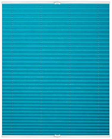 Lichtblick Plissee Klemmfix, ohne Bohren, verspannt, lichtdurchlässig, Blickdicht, Uni, mit eleganter Crushed Optik Blau,80 cm x 130 cm (B x L)
