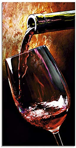 ARTland Wanddeko Glasbilder Wandbild Glas Bild einteilig 50x100 cm Hochformat Rotwein Lounge Bar Restaurant Italien Wein Kunst Malerei T5PV