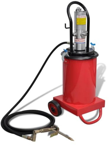 vidaXL Profi Fettpresse 12 L Pneumatisch Fahrbar Druckluft Abschmierpresse